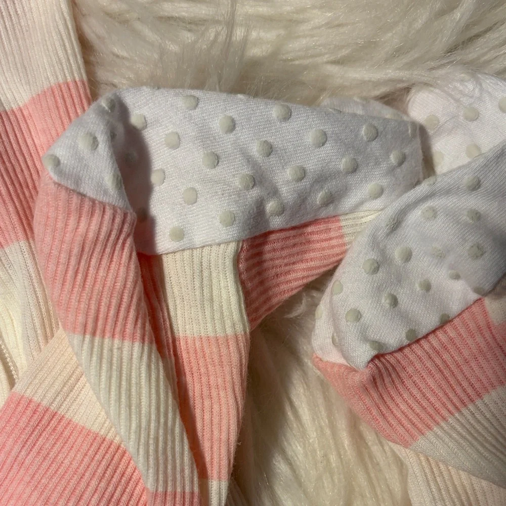 Baby Pink and Cream Striped Footie - Picture 2 of 4